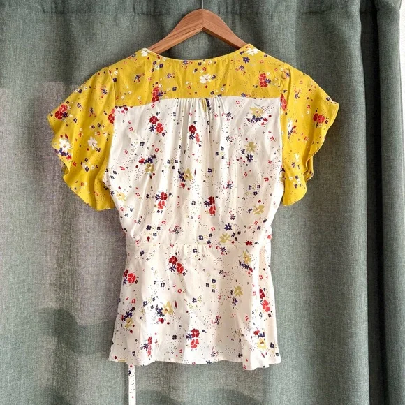 NWT Meadow Rue by Anthropologie Floral Wrap Blouse size 4 - Picture 4 of 7